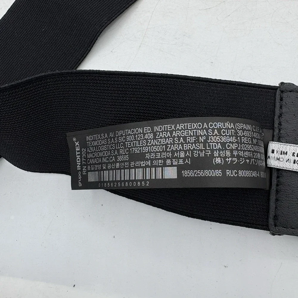 Zara Waist Dress Belt Womens Size 32 Black Snap Buckle Wide Stretch